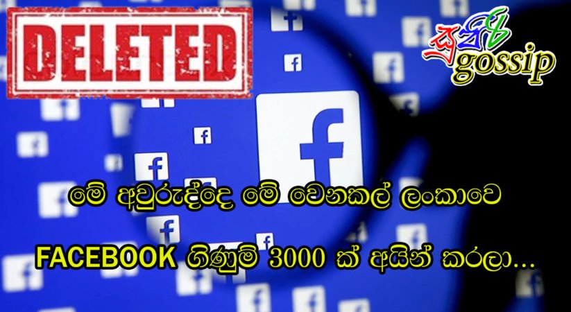 මේ අවුරුද්දෙ මේ වෙනකල් ලංකාවෙ FACEBOOK ගිණුම් 3000 ක් අයින් කරලා…