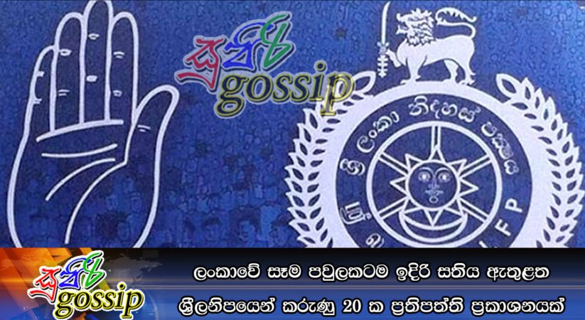 ලංකාවේ සෑම පවුලකටම ඉදිරි සතිය ඇතුළත ශ්‍රීලනිපයෙන් කරුණු 20 ක ප්‍රතිපත්ති ප්‍රකාශනයක්