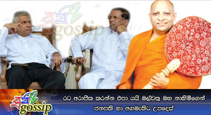 රට අරාජික කරන්න එපා යයි මල්වතු මහ නාහිමිගෙන් ජනපති හා අගමැතිට උපදෙස්