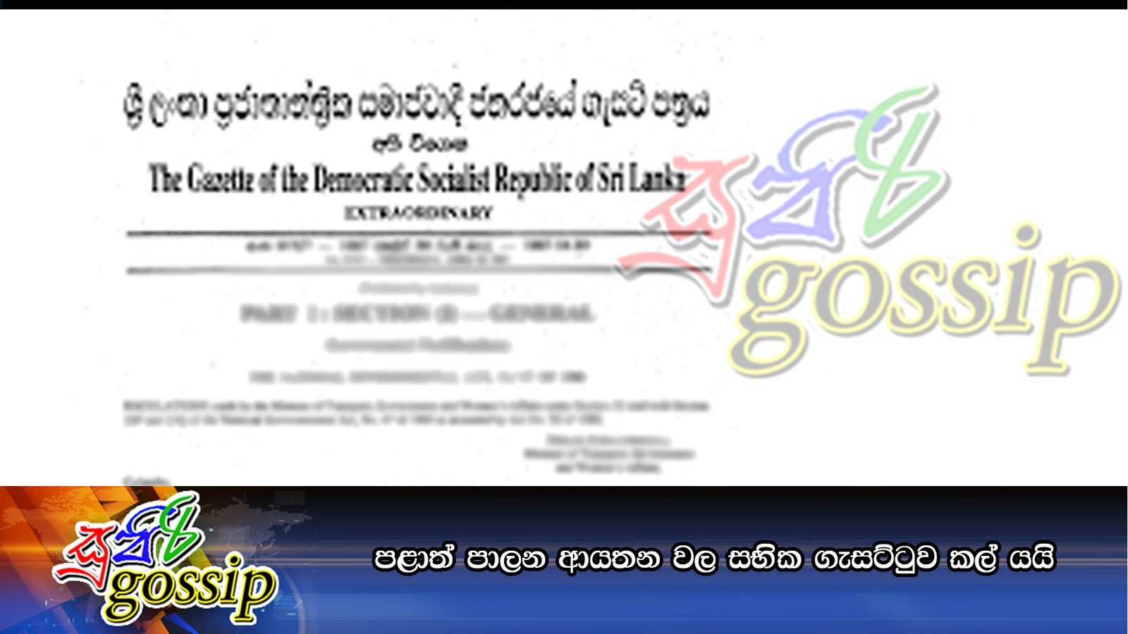 පළාත් පාලන ආයතන වල සභික ගැසට්ටුව කල් යයි