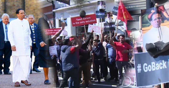 ජනපති මෛත්‍රිට උණුසුම් ප්‍රතිචාර ලැබෙද්දි කුපිත වු  LTTE ය ජනපතිට එරෙහිව විරෝධතාවයක