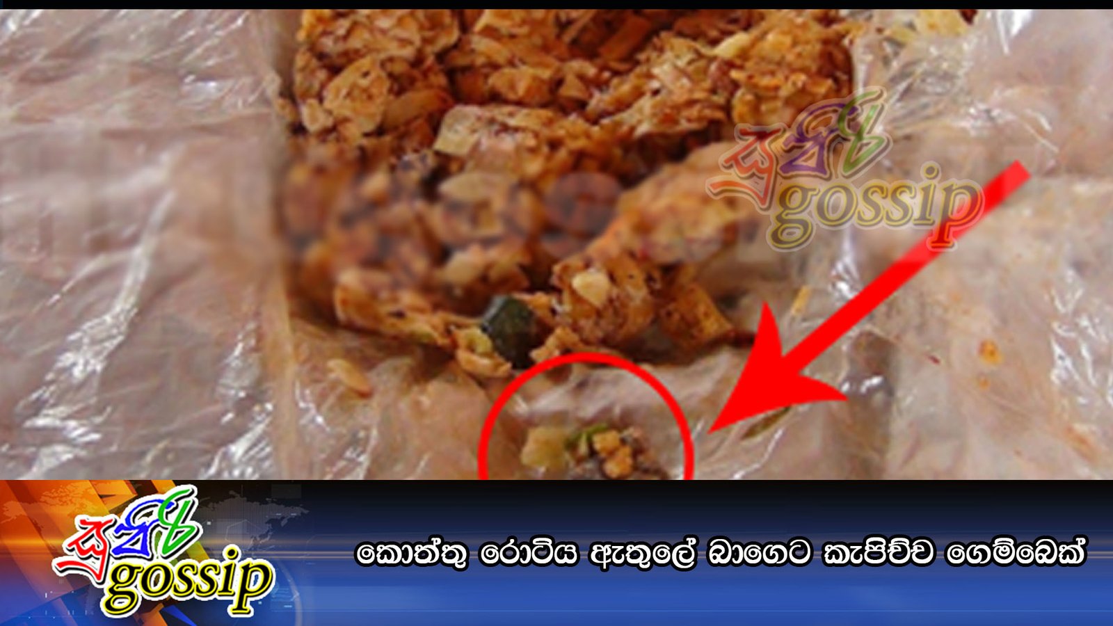 කොත්තු රොටිය ඇතුලේ බාගෙට කැපිච්ච ගෙම්බෙක්