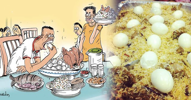 ෆුල් කොත්තු 4යි, ෆ්‍රයිඩ් රයිස් 07යි, බිත්තර 15, වඩේ 30 එක පාරට ගිලින, රටම දන්න කලවානේ හාදයා ම‌ෙන්න..