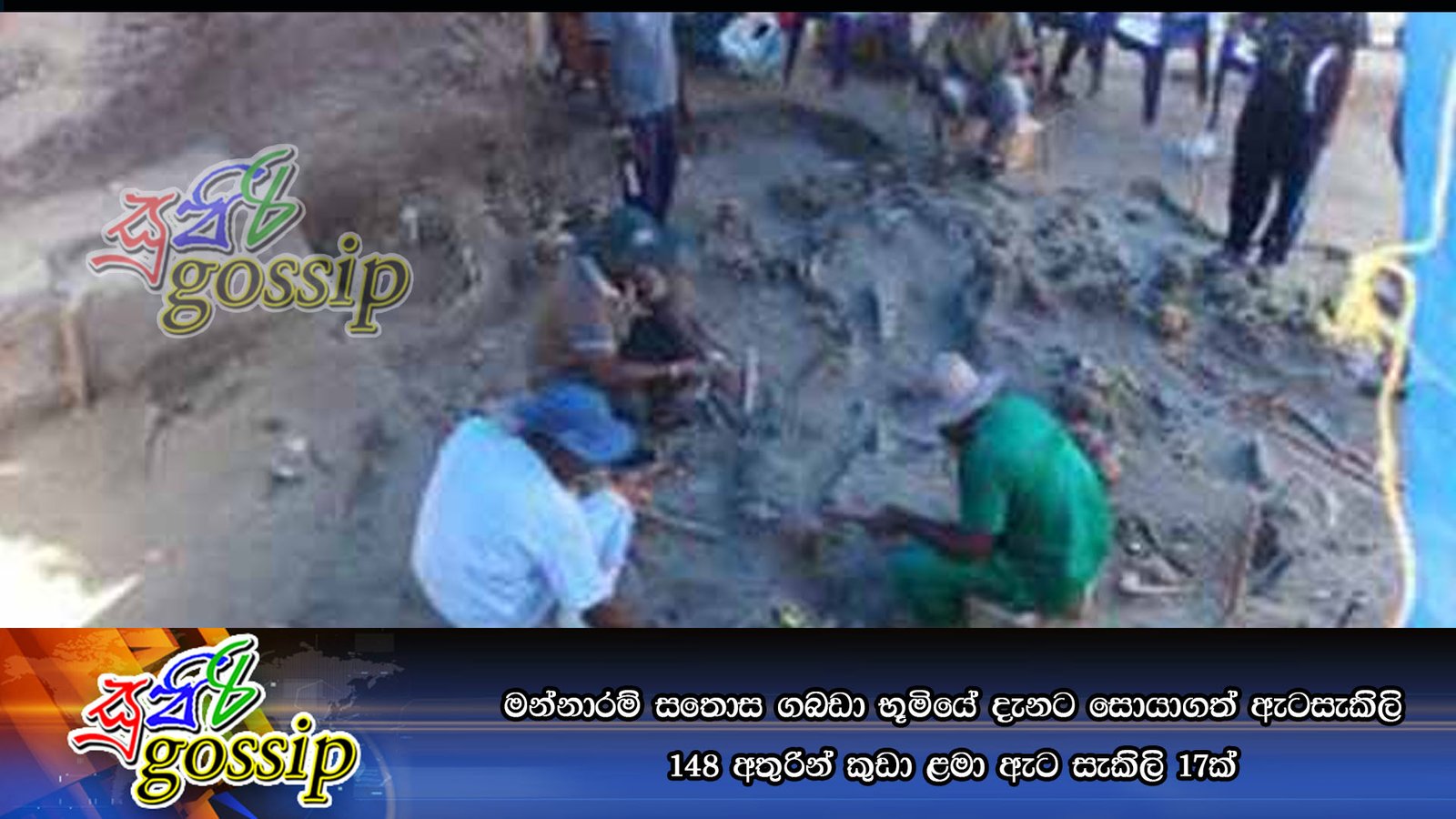 මන්නාරම් සතොස ගබඩා භූමියේ දැනට සොයාගත් ඇටසැකිලි 148 අතුරින් කුඩා ළමා ඇට සැකිලි 17ක්