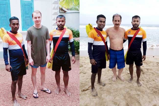 ගිලෙන්න ගිය විදේශිකයින් දෙදෙනෙකුගේ දිවි බේරා ගත් අපේ වීරයෝ