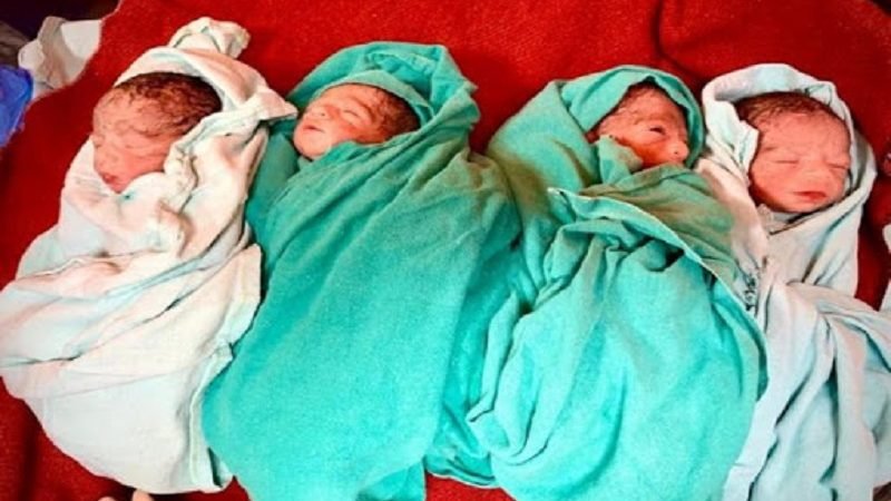 කොවිඩ්-19 ආසාදිත මවකට සිව් නිවුන් දරු උපතක් !