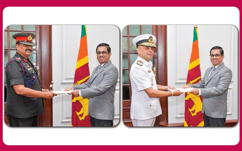 නව යුද හමුදාපති  සහ නව නාවික හමුදාපති පත් කෙරේ